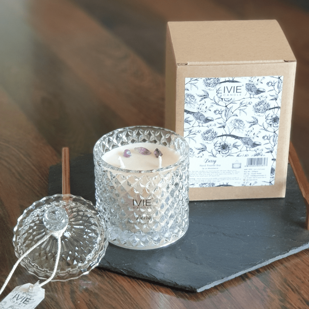 A BERRY | Premium Crystal Jar With Glass Lid Candle